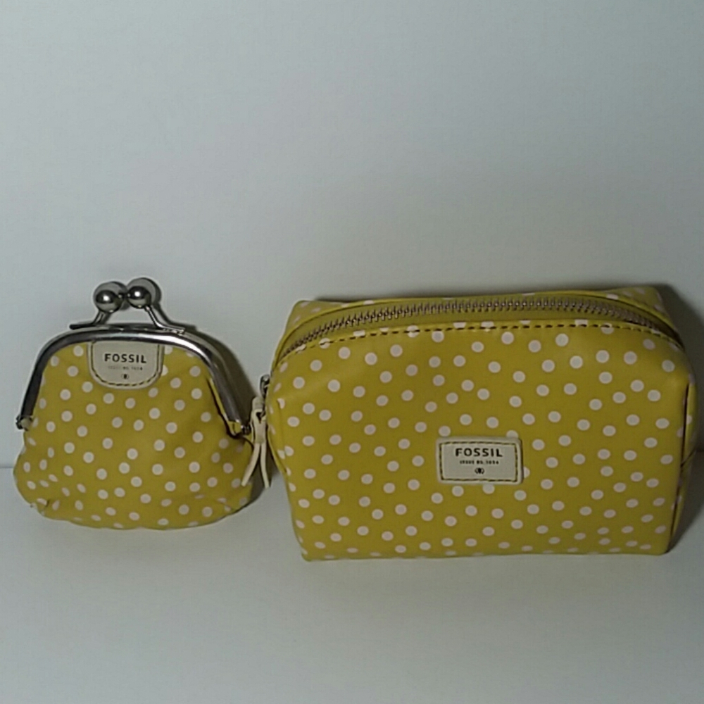 Fossil Cosmetic Case and Coin Purse Yellow/White